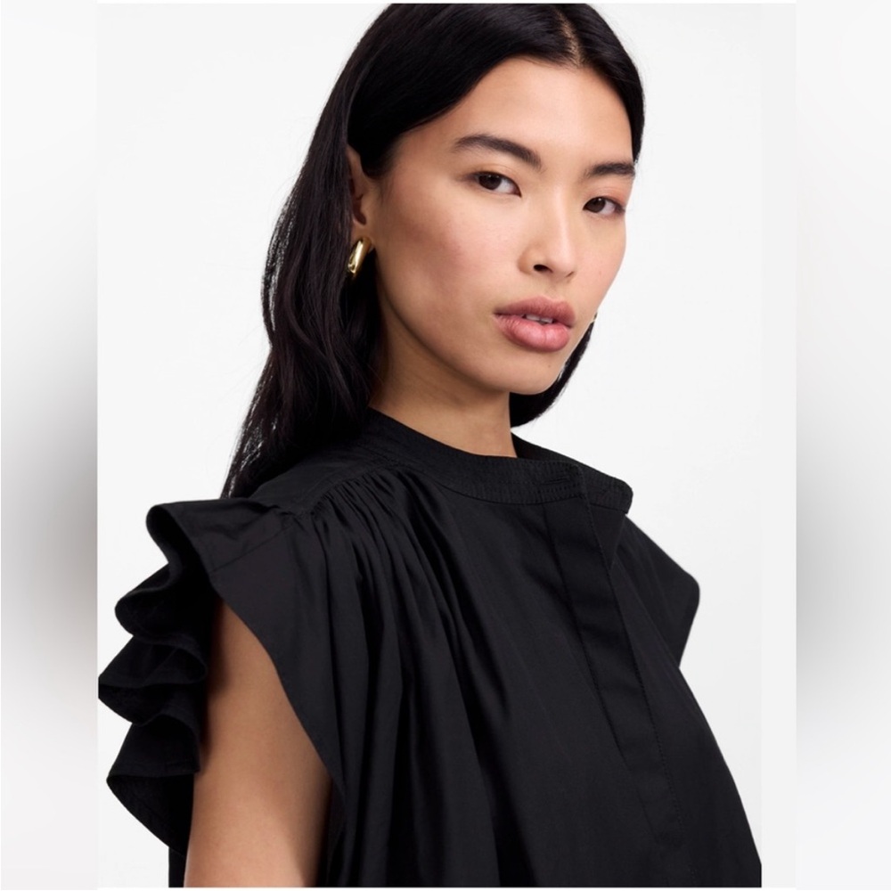 Madewell Dress S Flutter Sleeve Black - Picture 5 of 10
